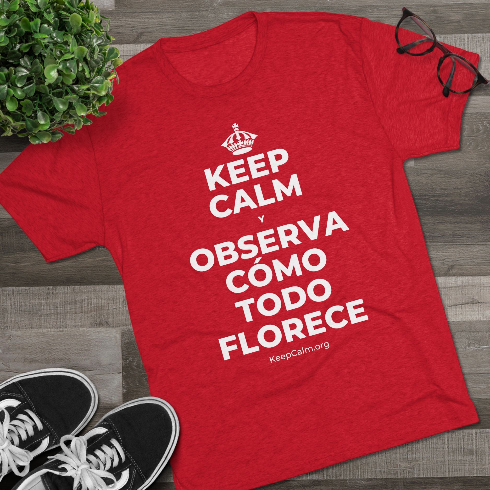 KEEP CALM Y OBSERVA CÓMO TODO FLORECE Tri-Blend Tee