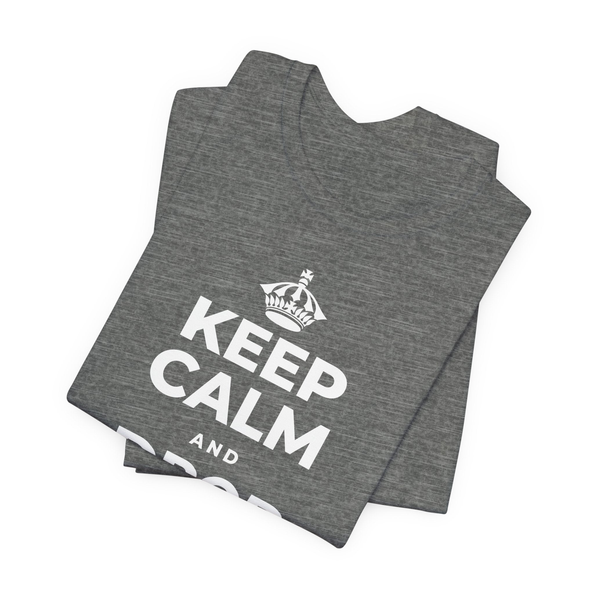 KEEP CALM AND DROP THE ROPE T-Shirt (Baby Blue–Silver)