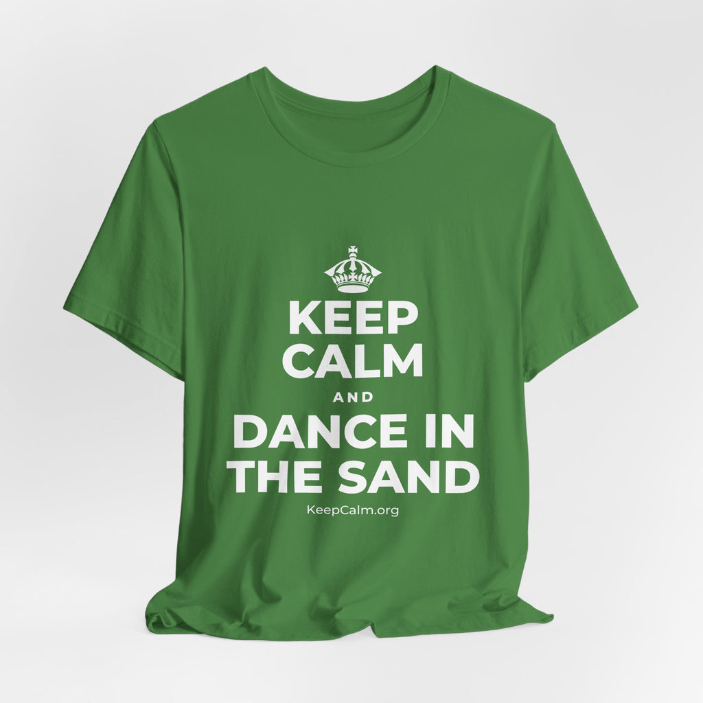 KEEP CALM AND DANCE IN THE SAND T-Shirt (Baby Blue–Silver)