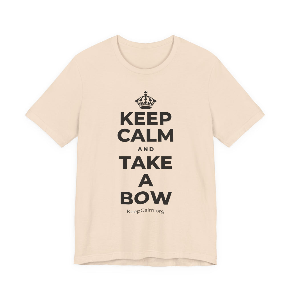 KEEP CALM AND TAKE A BOW T-Shirt (Soft Cream–Heather Mauve)