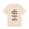 KEEP CALM AND TAKE A BOW T-Shirt (Soft Cream–Heather Mauve)