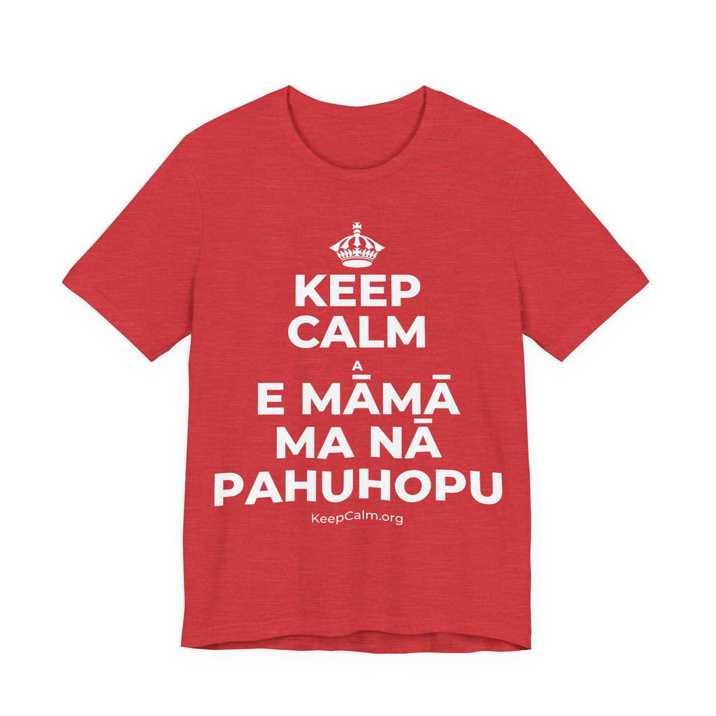 KEEP CALM A E MĀMĀ MA NĀ PAHUHOPU T-Shirt (Baby Blue–Silver)