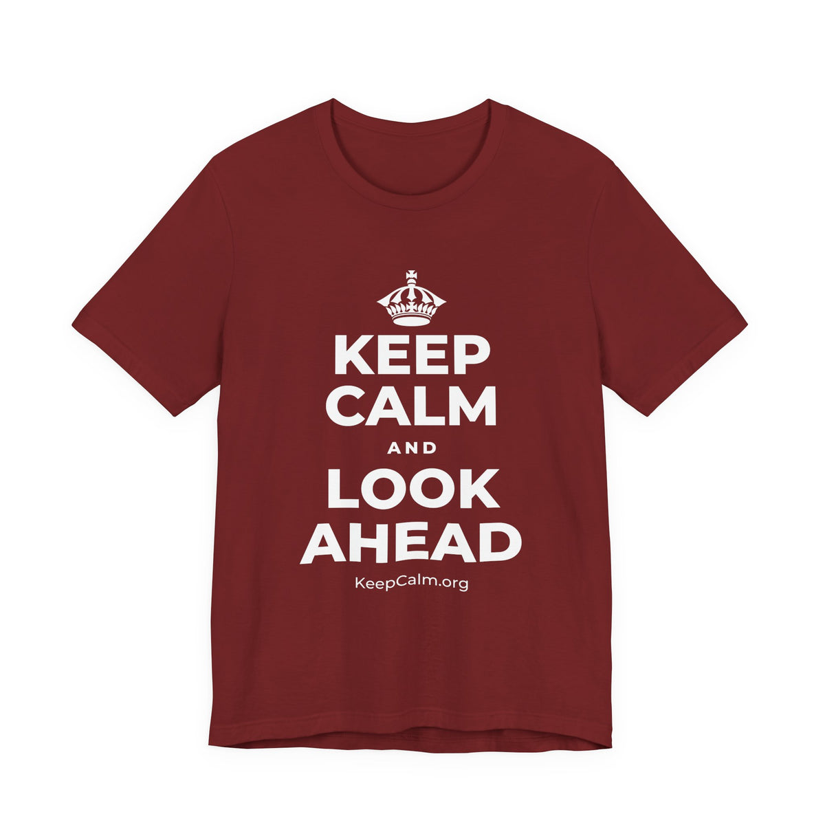 KEEP CALM AND LOOK AHEAD T-Shirt (Baby Blue–Silver)