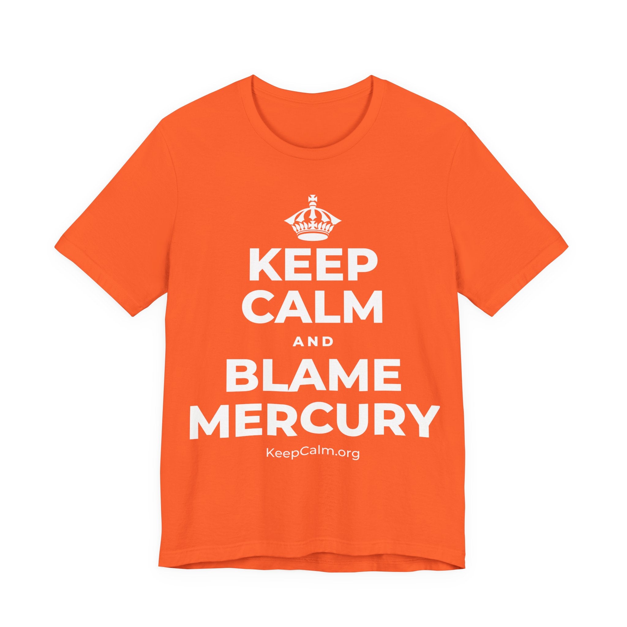 KEEP CALM AND BLAME MERCURY T-Shirt (Baby Blue–Silver)