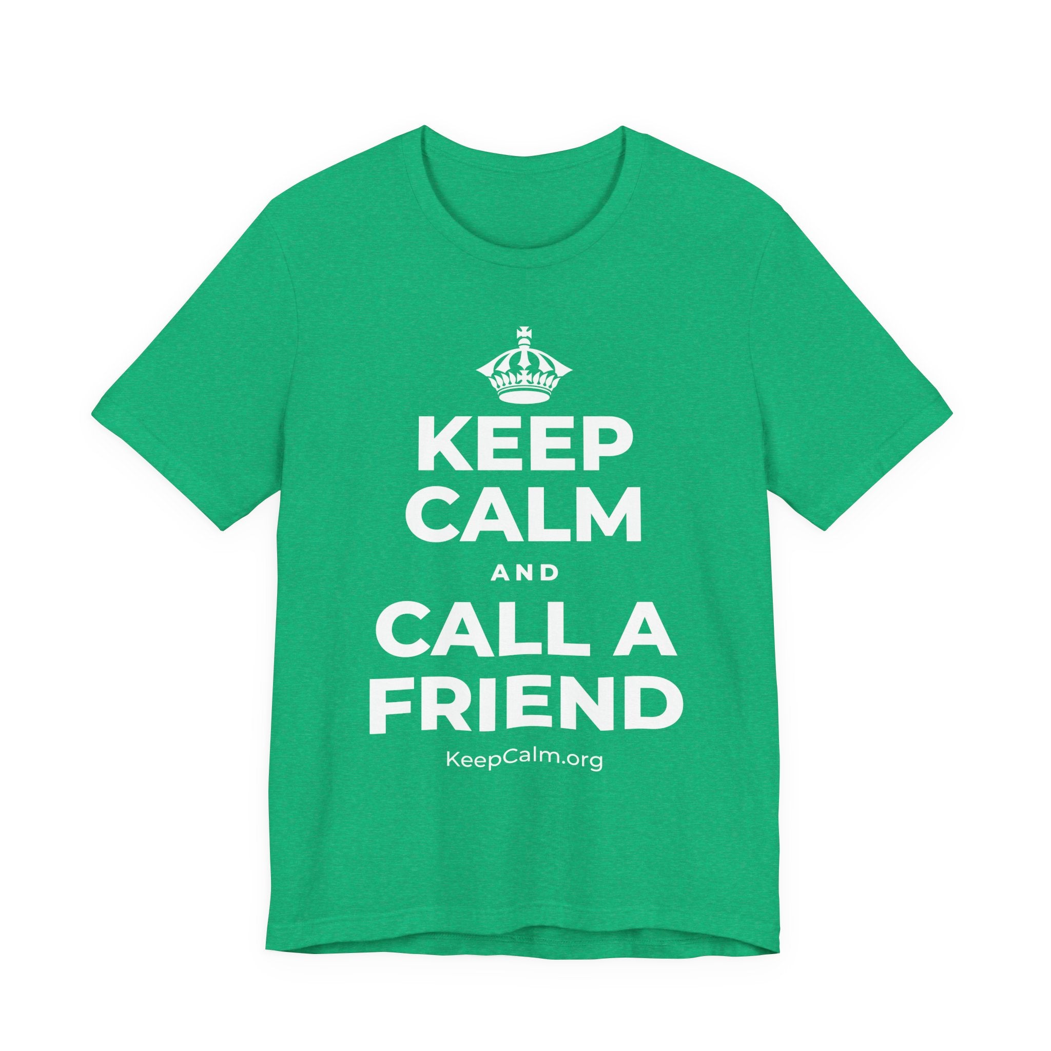 KEEP CALM AND CALL A FRIEND T-Shirt (Baby Blue–Silver)