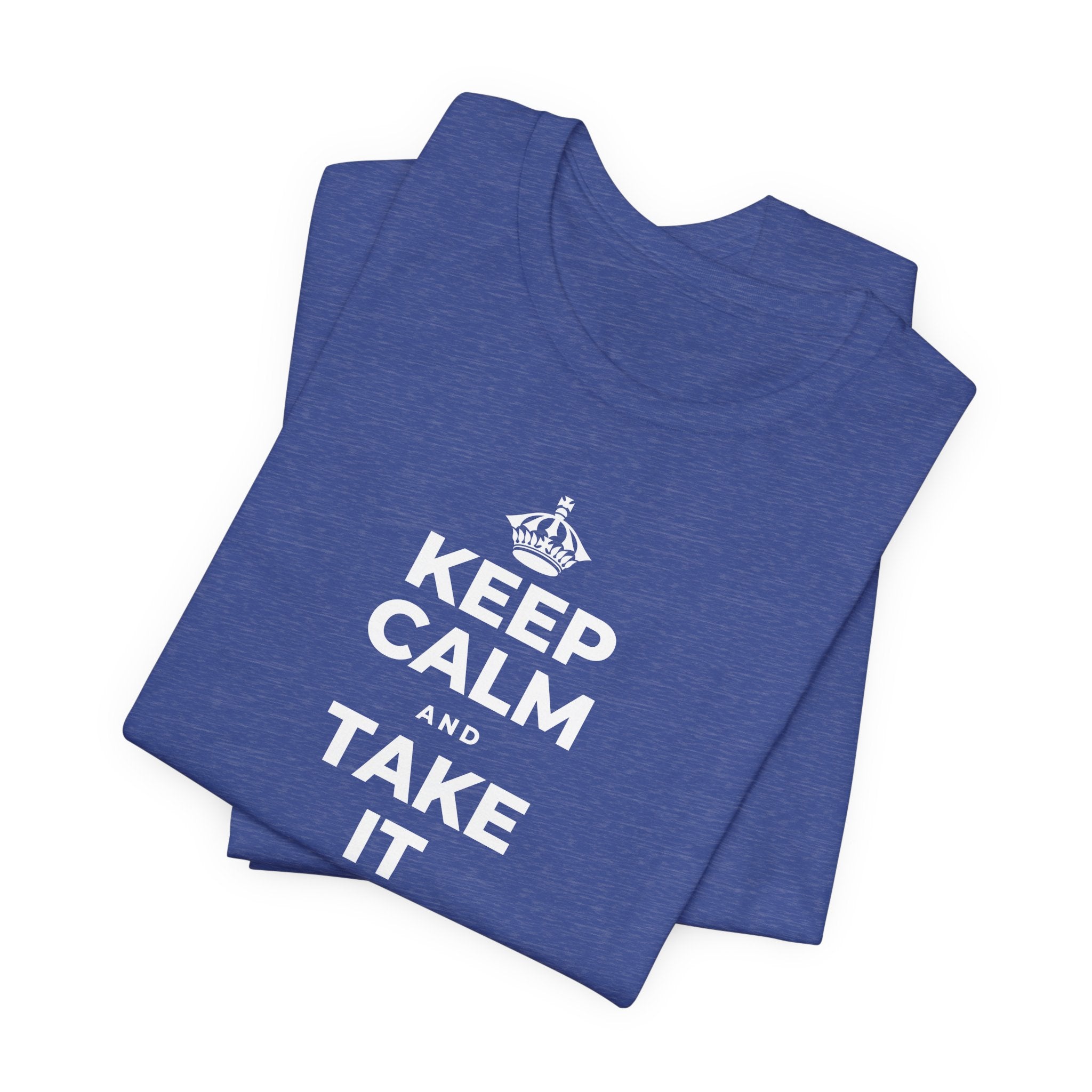 KEEP CALM AND TAKE IT ONE DAY AT A TIME T-Shirt (Baby Blue–Silver)