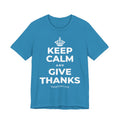 KEEP CALM AND GIVE THANKS T-Shirt (White–Asphalt)