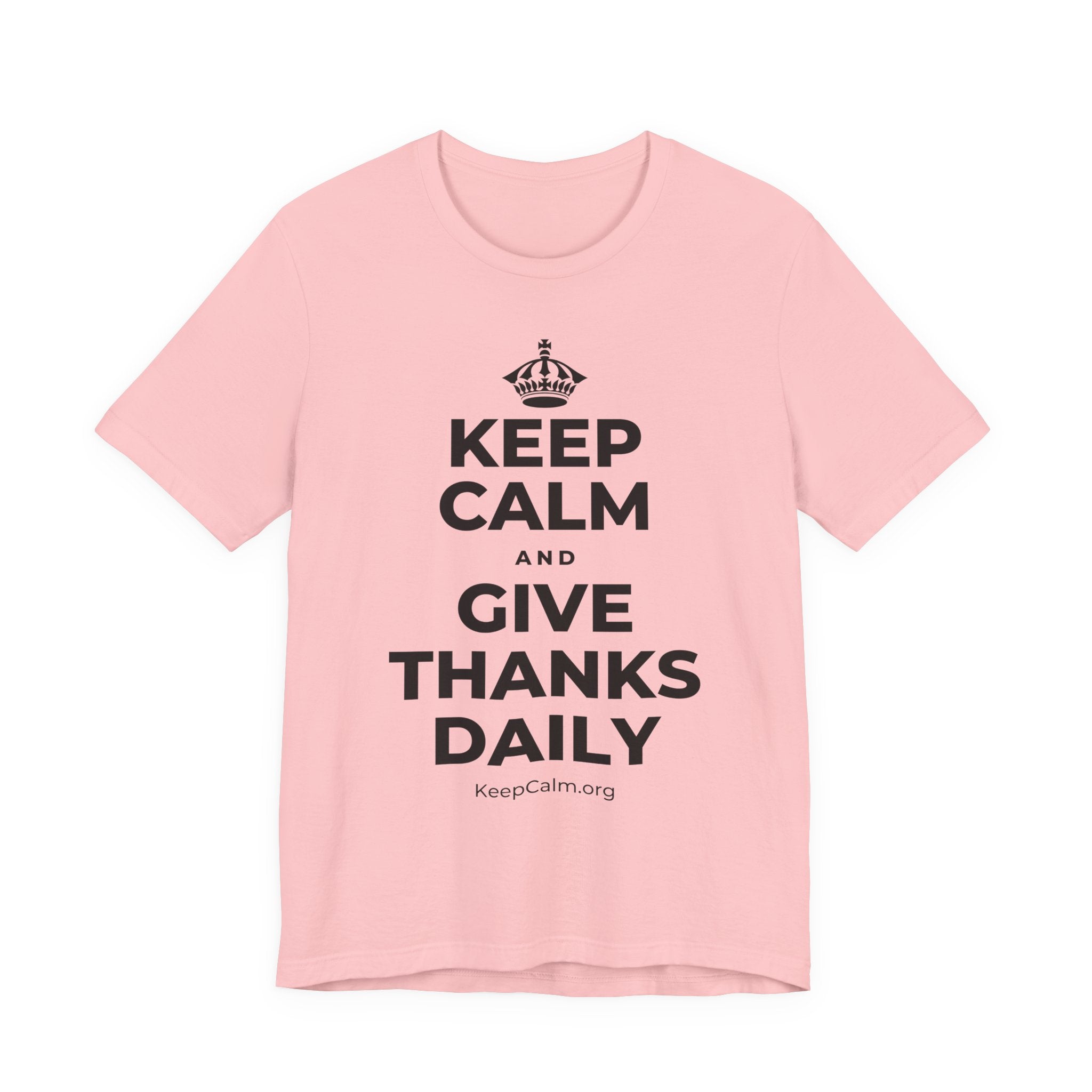 KEEP CALM AND GIVE THANKS DAILY T-Shirt (White–Asphalt)