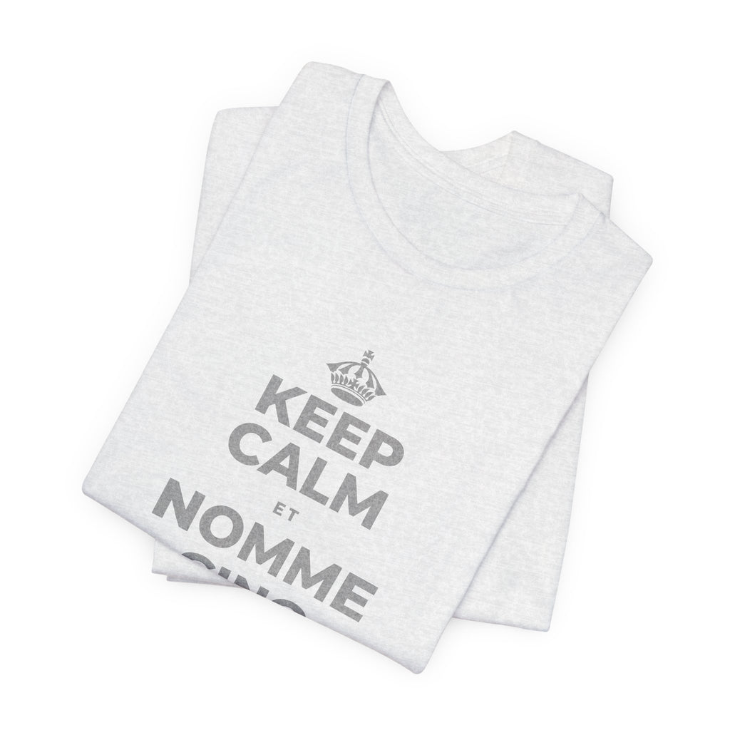 KEEP CALM ET NOMME CINQ CHOSES QUE TU VOIS T-Shirt (Soft Cream–Heather Mauve)