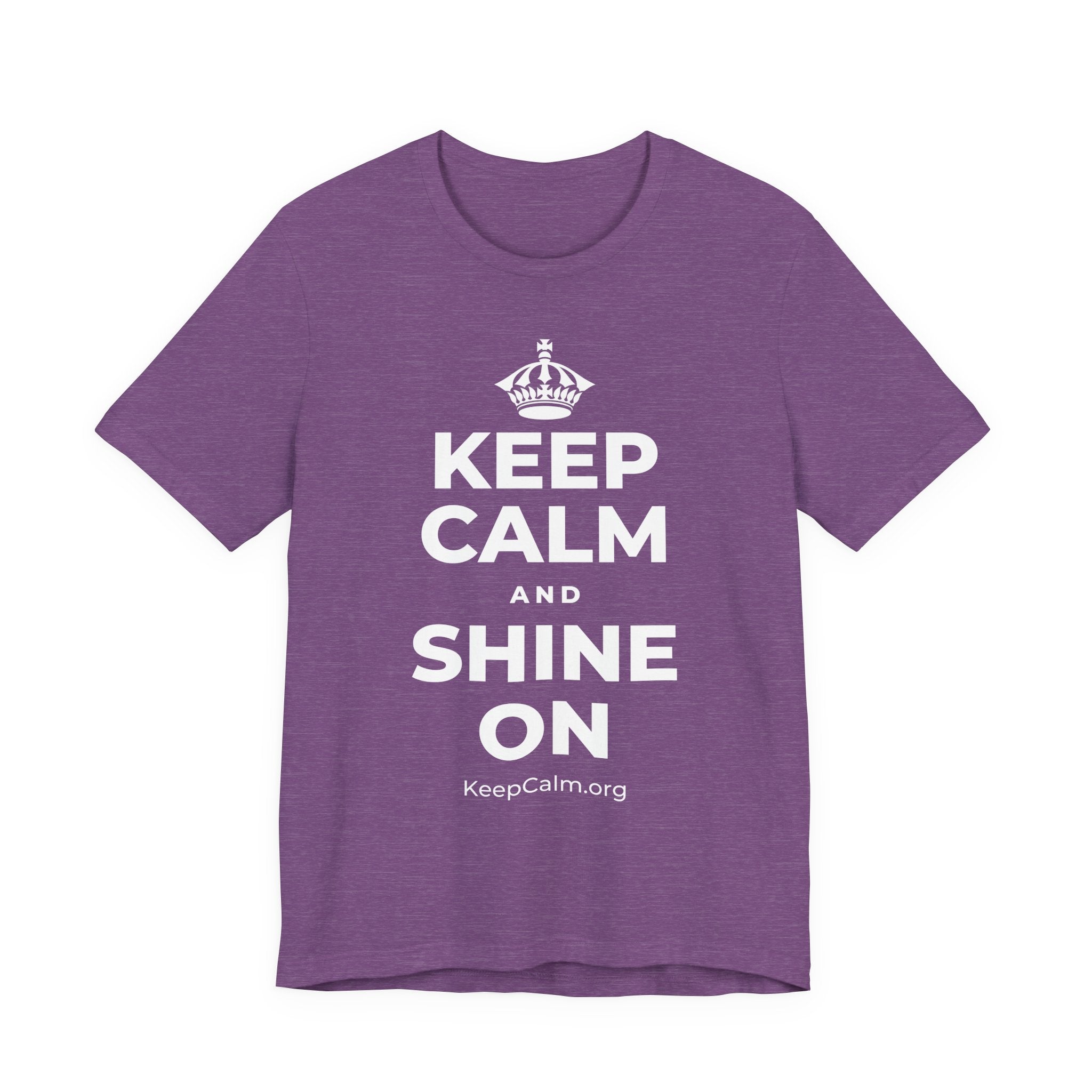 KEEP CALM AND SHINE ON T-Shirt (Baby Blue–Silver)