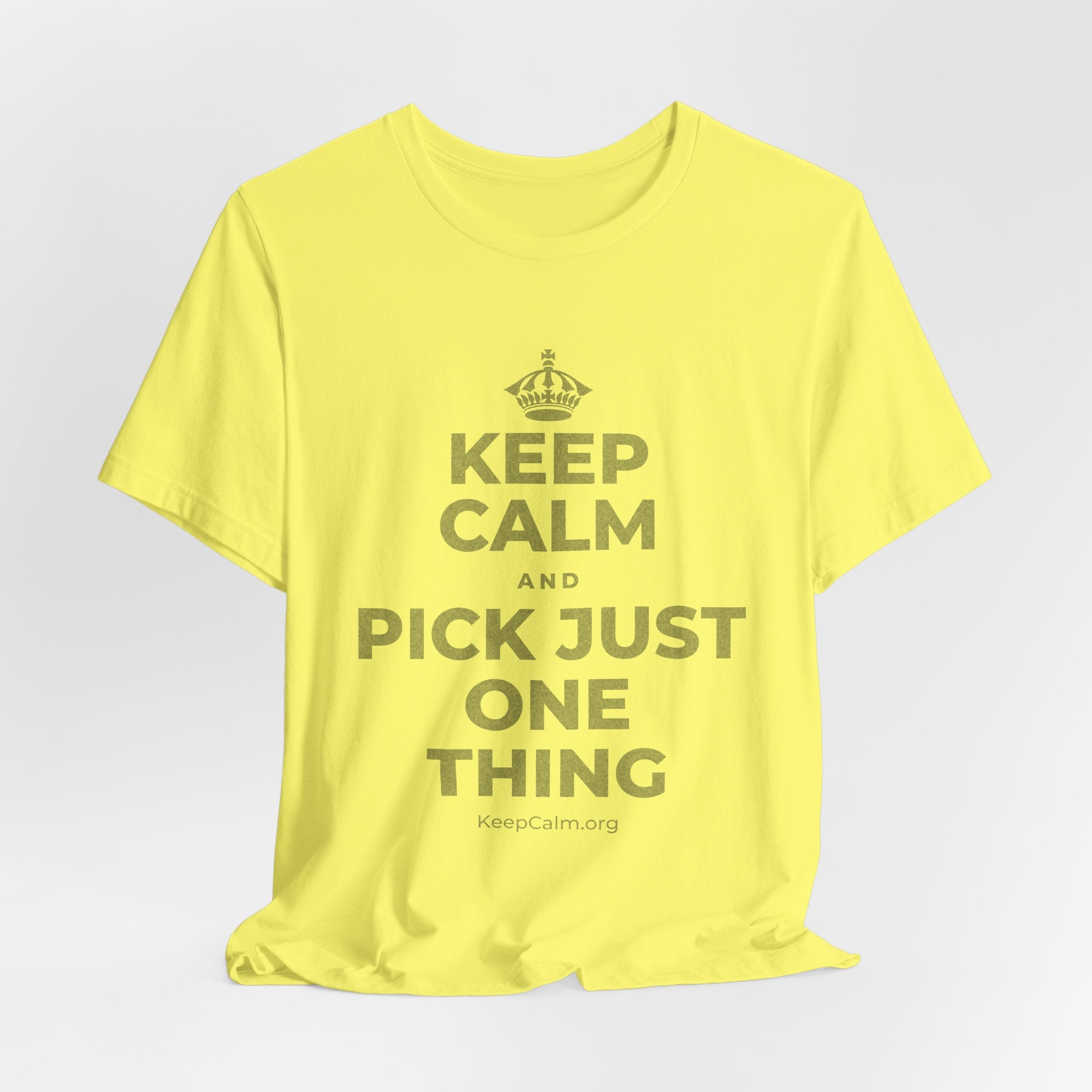 KEEP CALM AND PICK JUST ONE THING T-Shirt (Soft Cream–Heather Mauve)