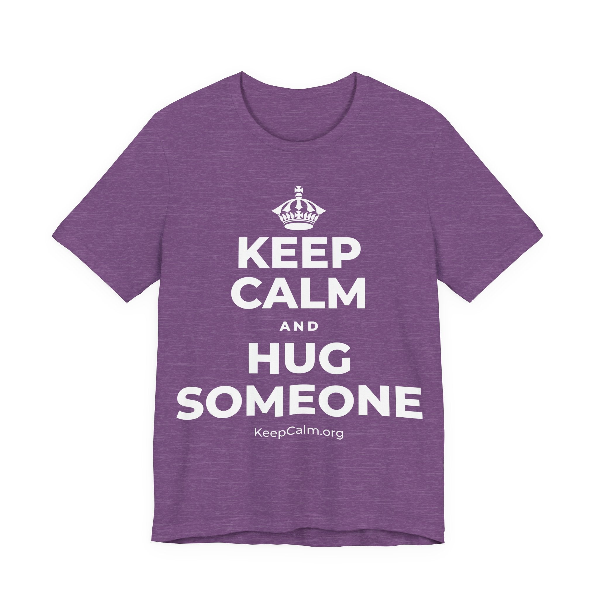 KEEP CALM AND HUG SOMEONE T-Shirt (Baby Blue–Silver)