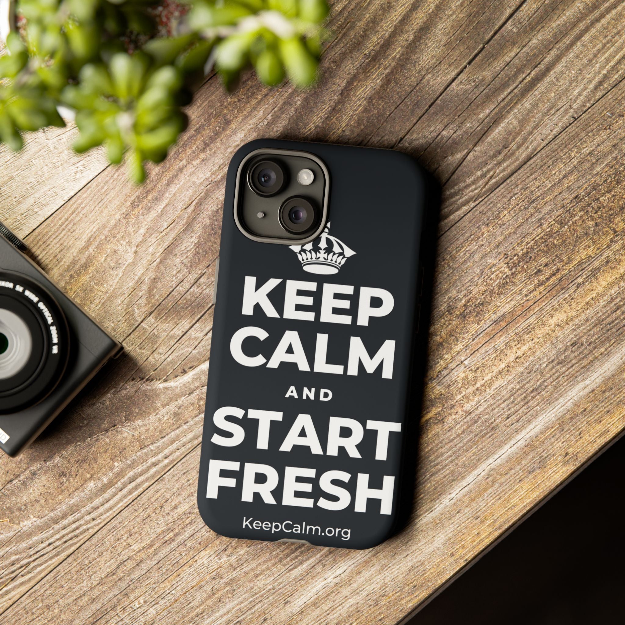 KEEP CALM AND START FRESH Phone Case (Dark)