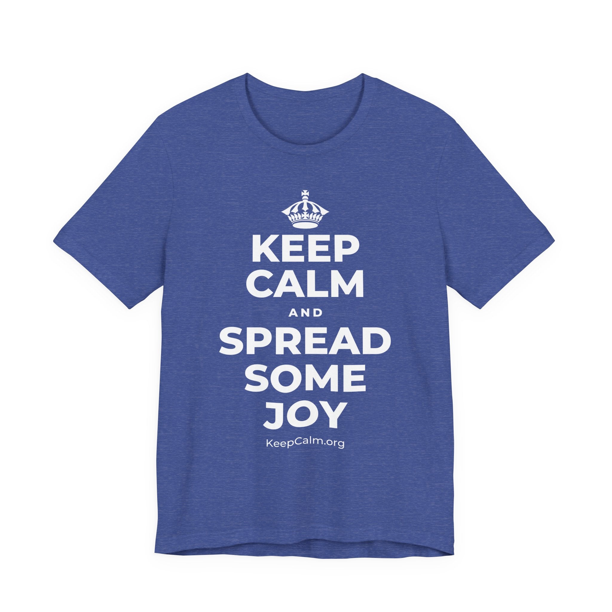 KEEP CALM AND SPREAD SOME JOY T-Shirt (Baby Blue–Silver)