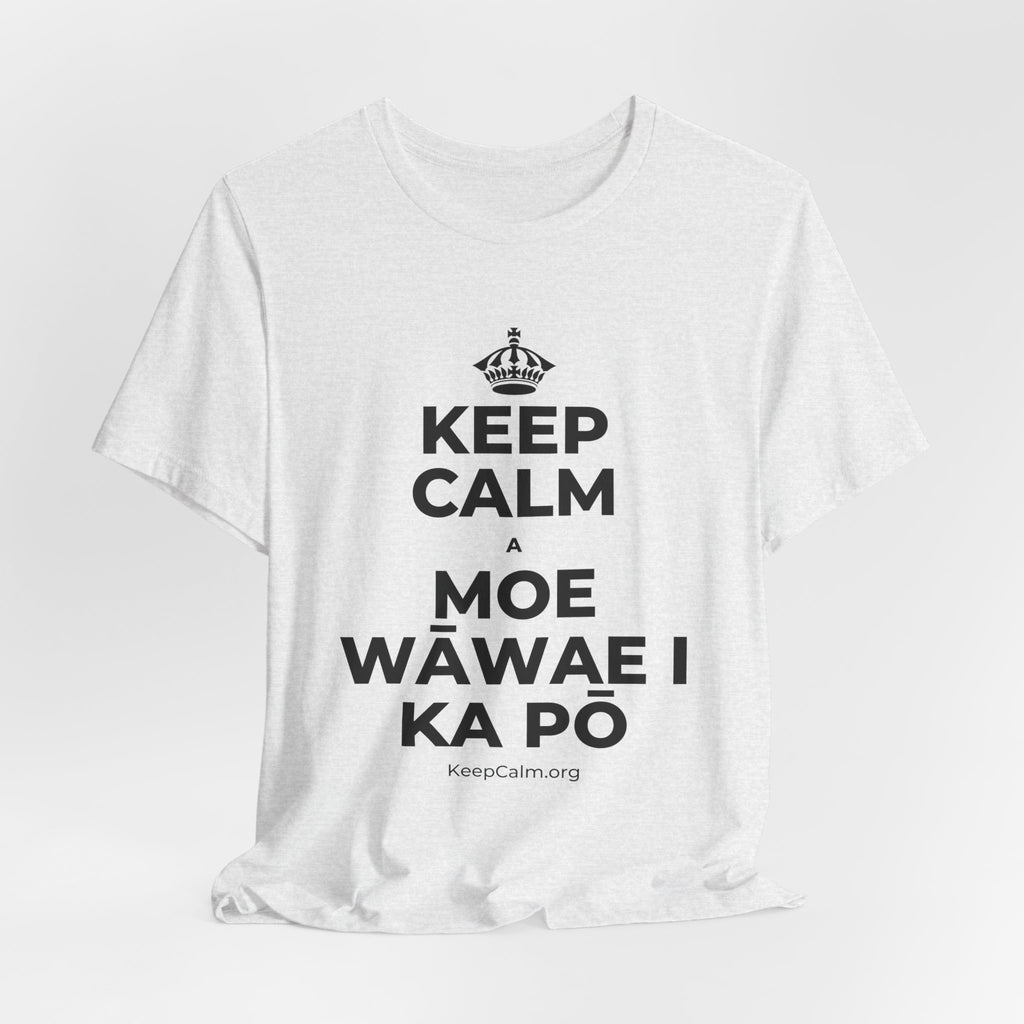 KEEP CALM A MOE WĀWAE I KA PŌ T-Shirt (Soft Cream–Heather Mauve)