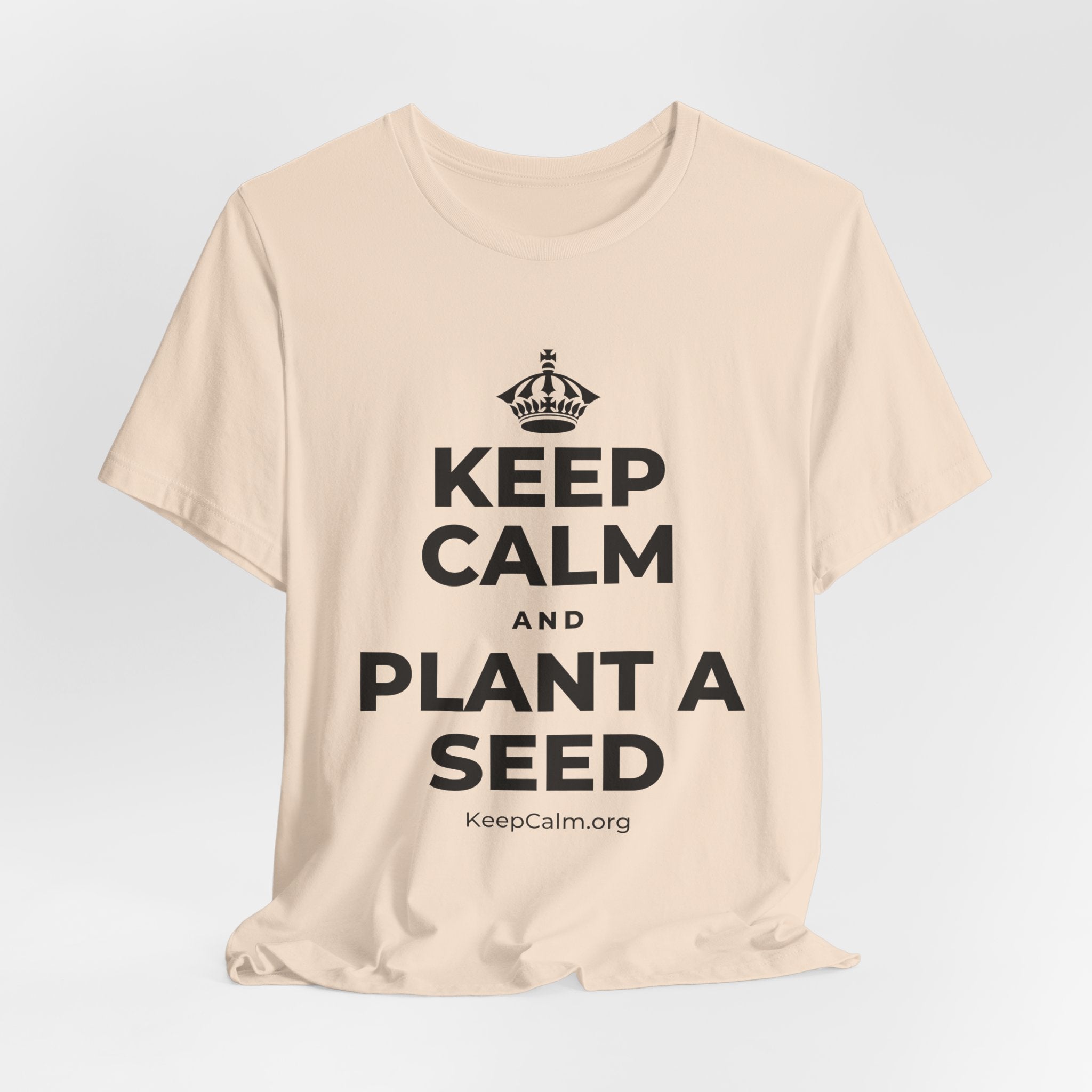 KEEP CALM AND PLANT A SEED T-Shirt (Soft Cream–Heather Mauve)