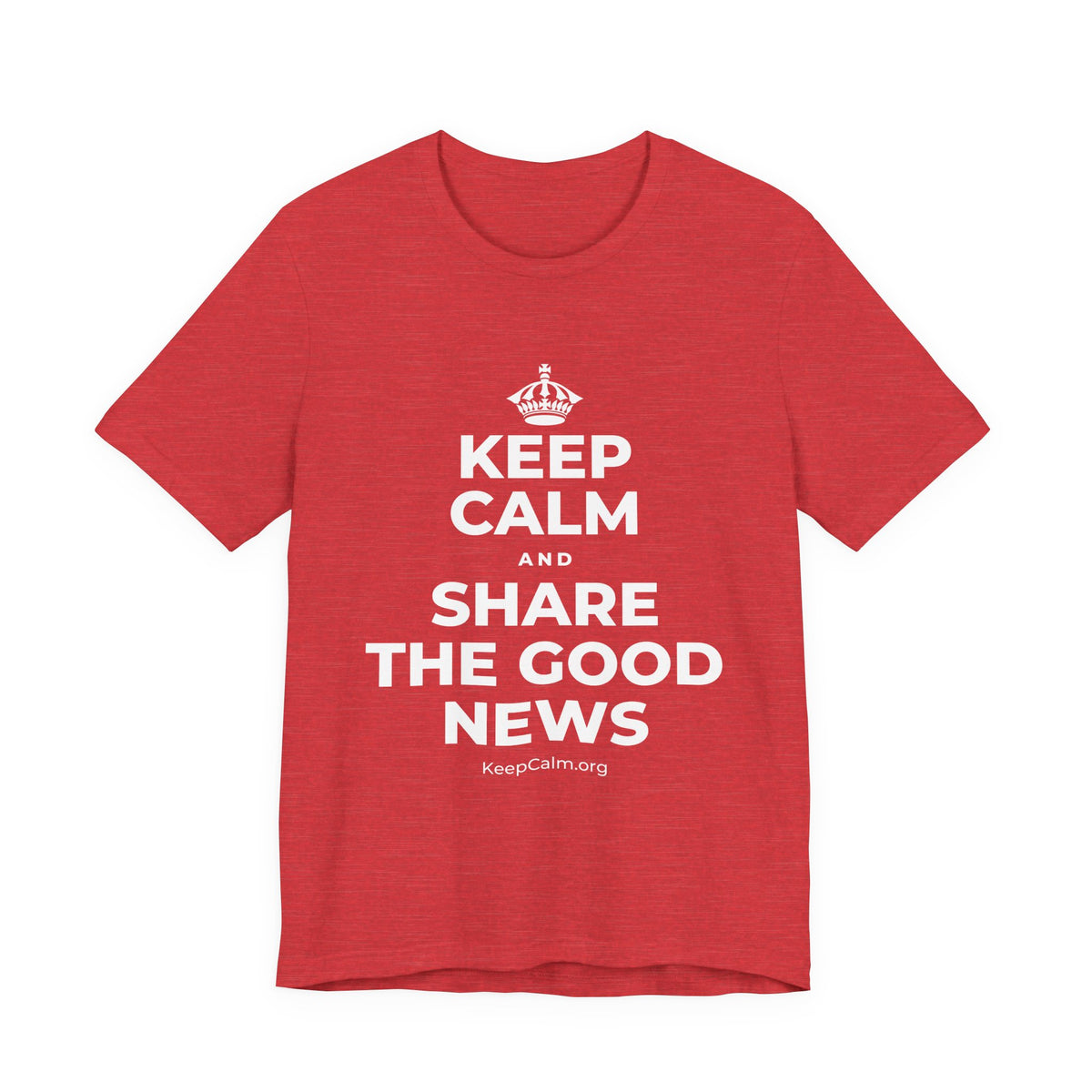 KEEP CALM AND SHARE THE GOOD NEWS T-Shirt (Baby Blue–Silver)