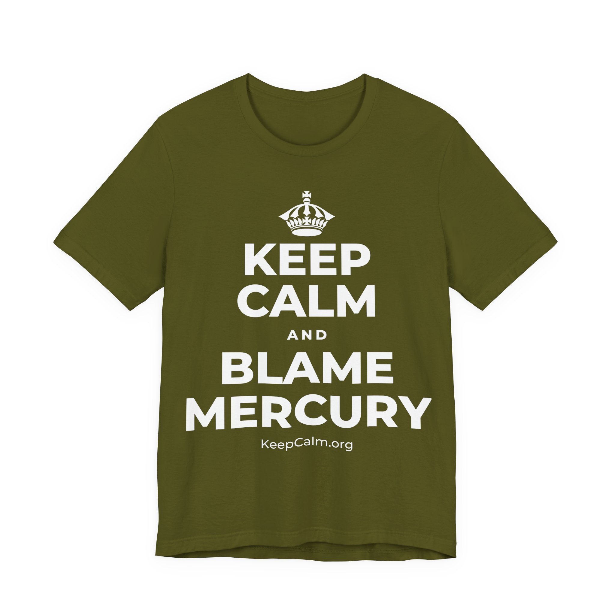 KEEP CALM AND BLAME MERCURY T-Shirt (Baby Blue–Silver)