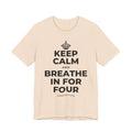 KEEP CALM AND BREATHE IN FOR FOUR T-Shirt (Soft Cream–Heather Mauve)