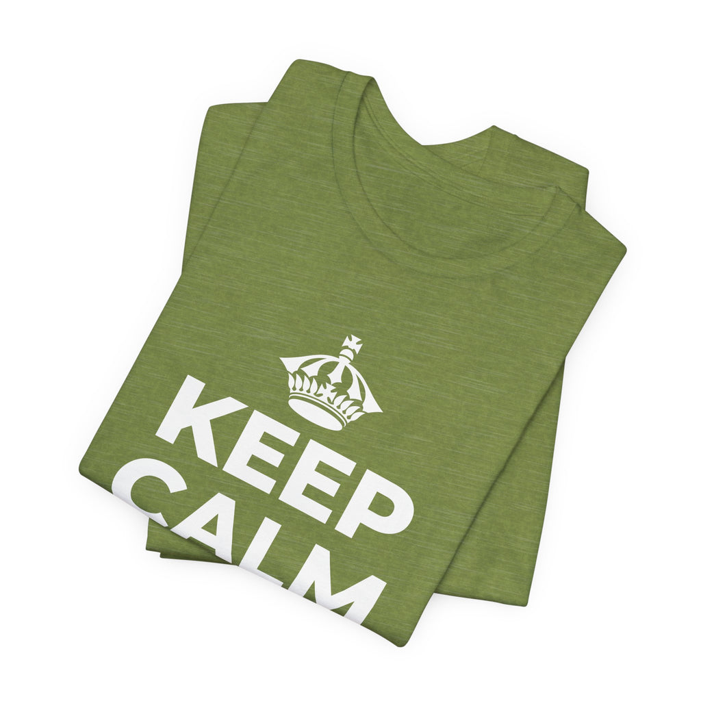 KEEP CALM AND BEE HAPPY T-Shirt (Baby Blue–Silver)