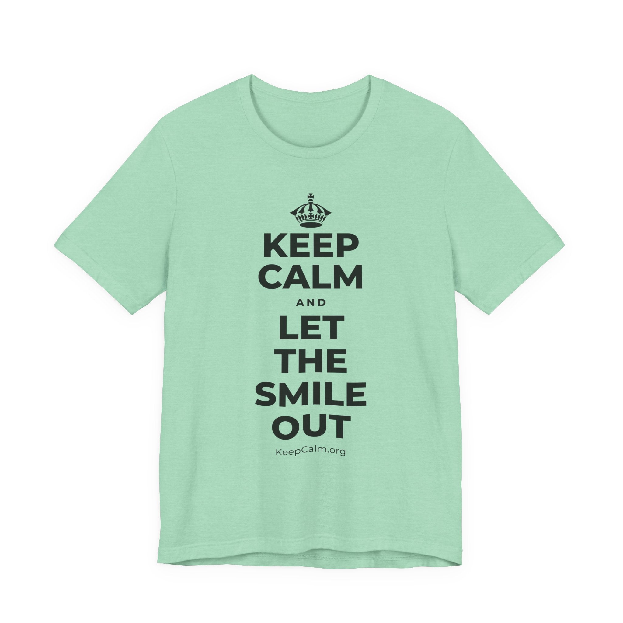 KEEP CALM AND LET THE SMILE OUT T-Shirt (Baby Blue–Silver)