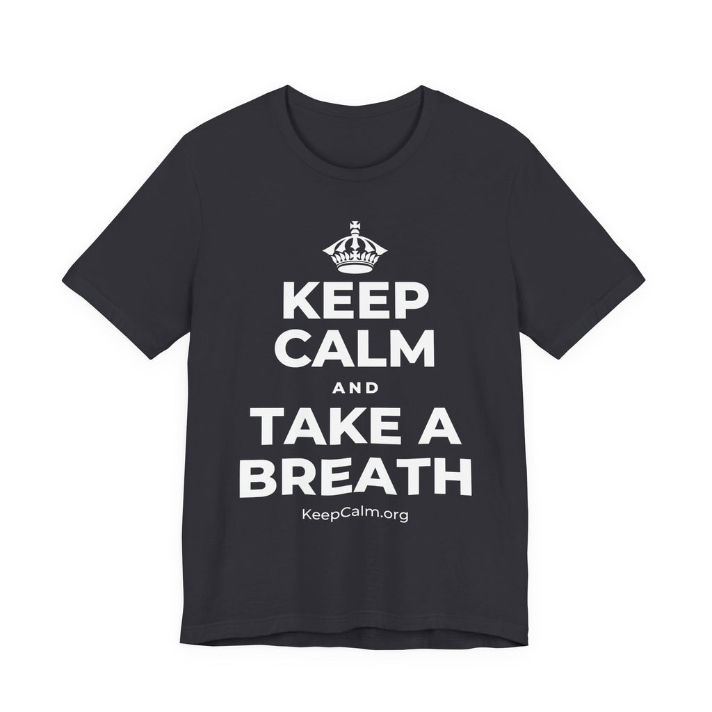 KEEP CALM AND TAKE A BREATH T-Shirt (Baby Blue–Silver)