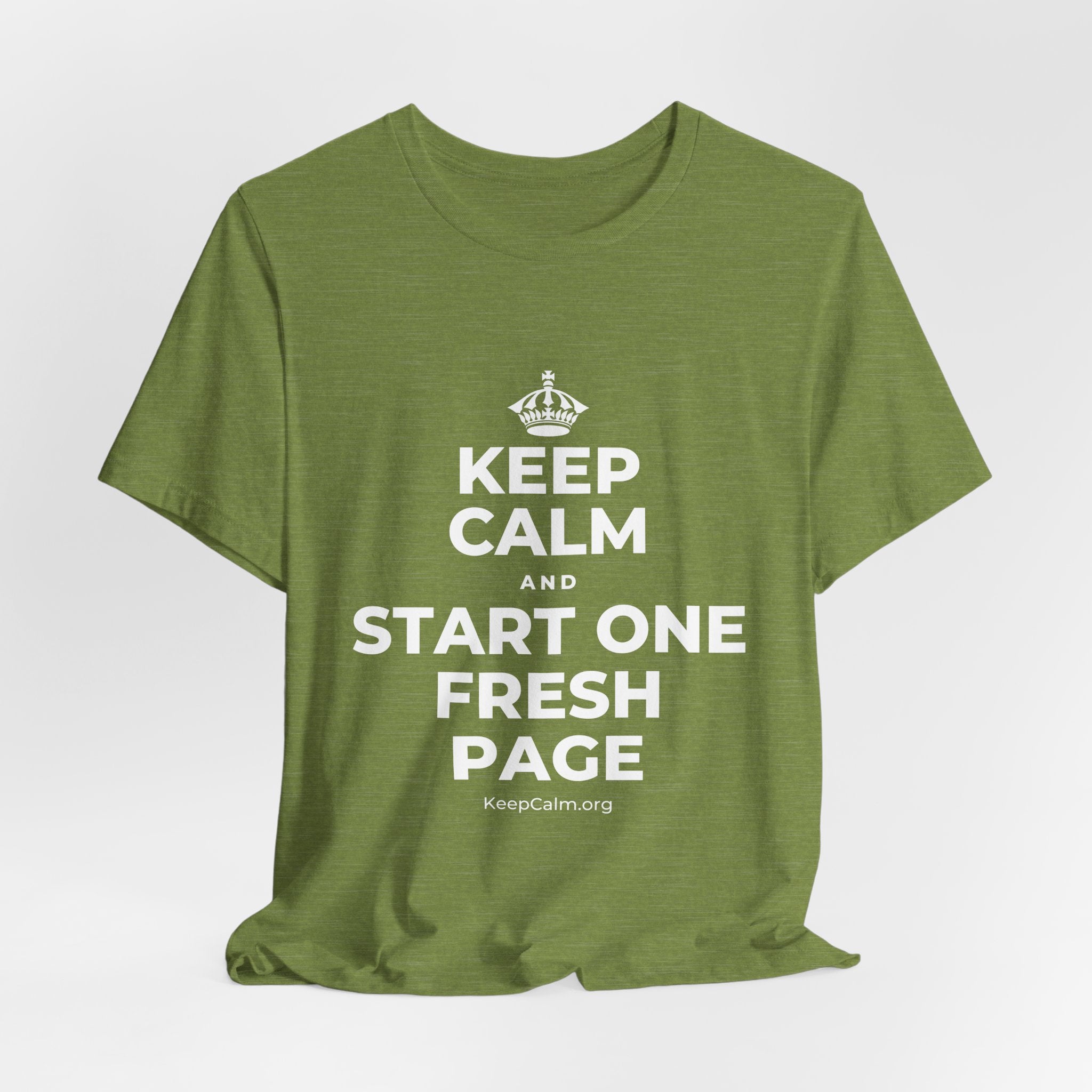 KEEP CALM AND START ONE FRESH PAGE T-Shirt (Baby Blue–Silver)