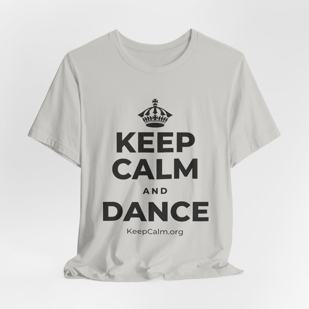 KEEP CALM AND DANCE T-Shirt (Baby Blue–Silver)