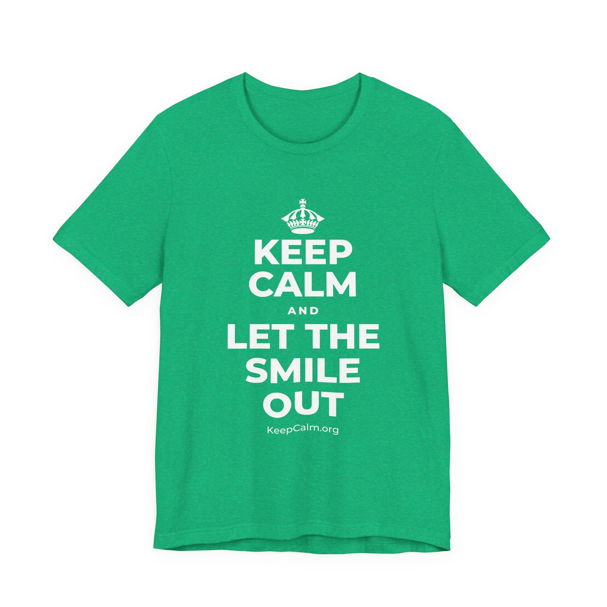 KEEP CALM AND LET THE SMILE OUT T-Shirt (Baby Blue–Silver)