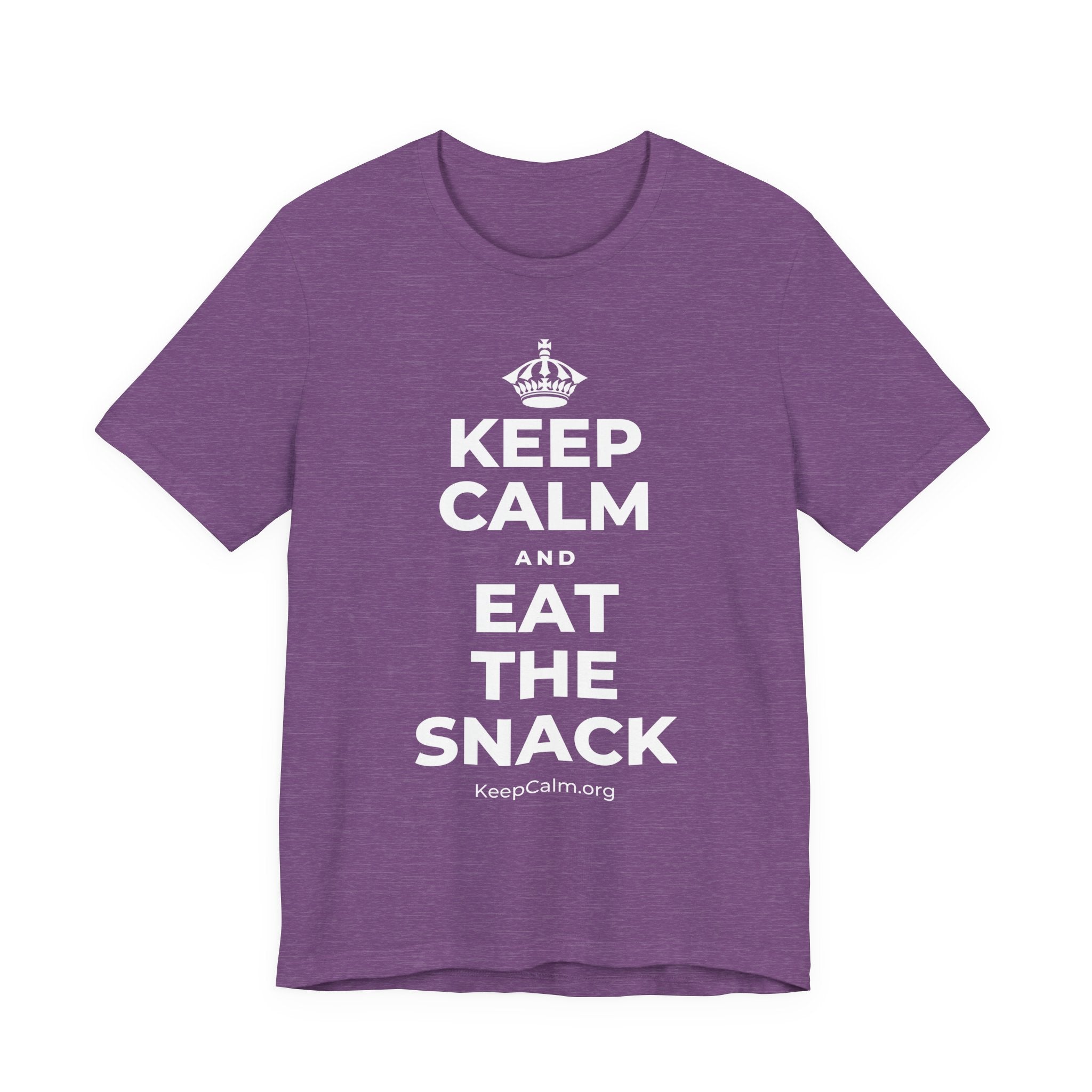 KEEP CALM AND EAT THE SNACK T-Shirt (Baby Blue–Silver)