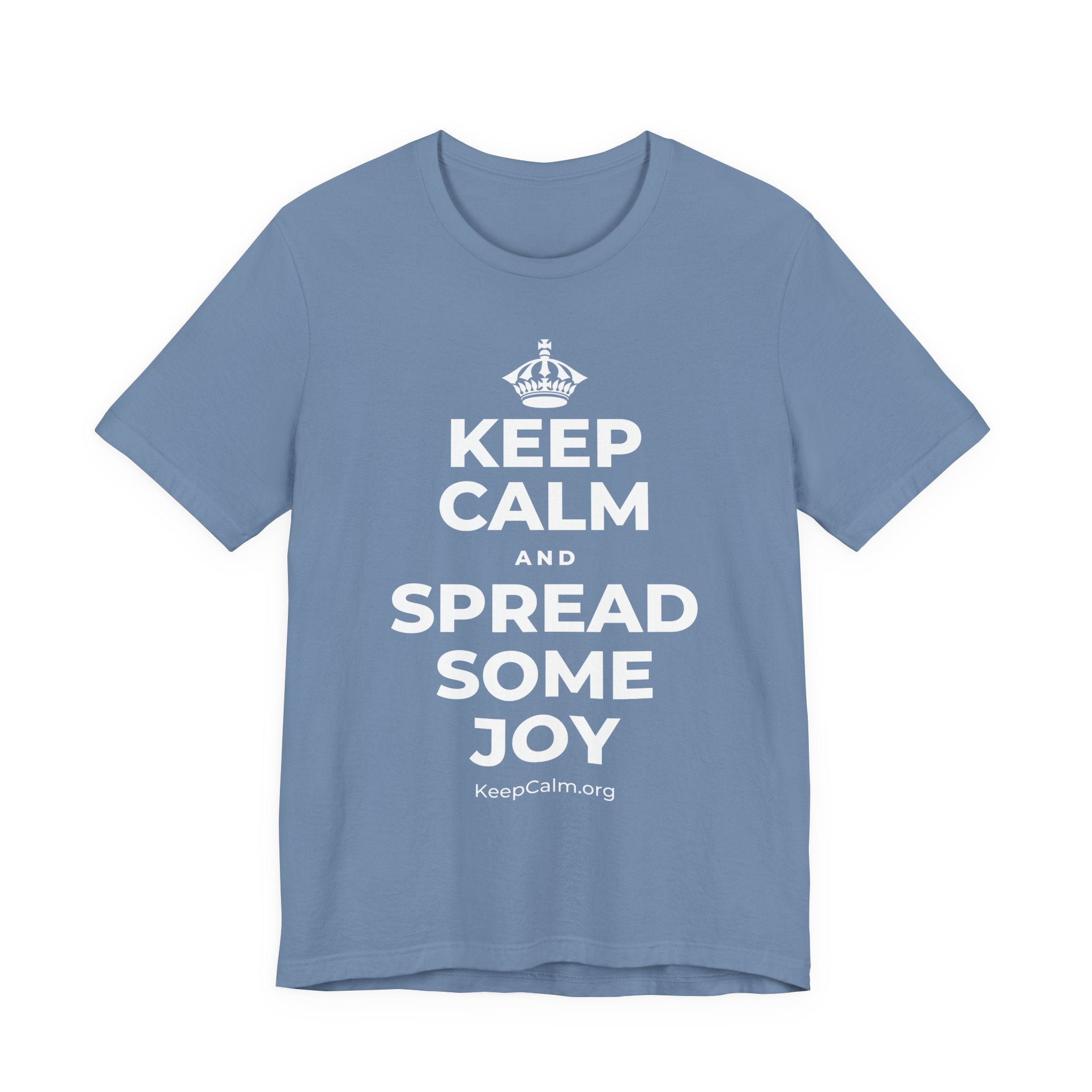 KEEP CALM AND SPREAD SOME JOY T-Shirt (Soft Cream–Heather Mauve)
