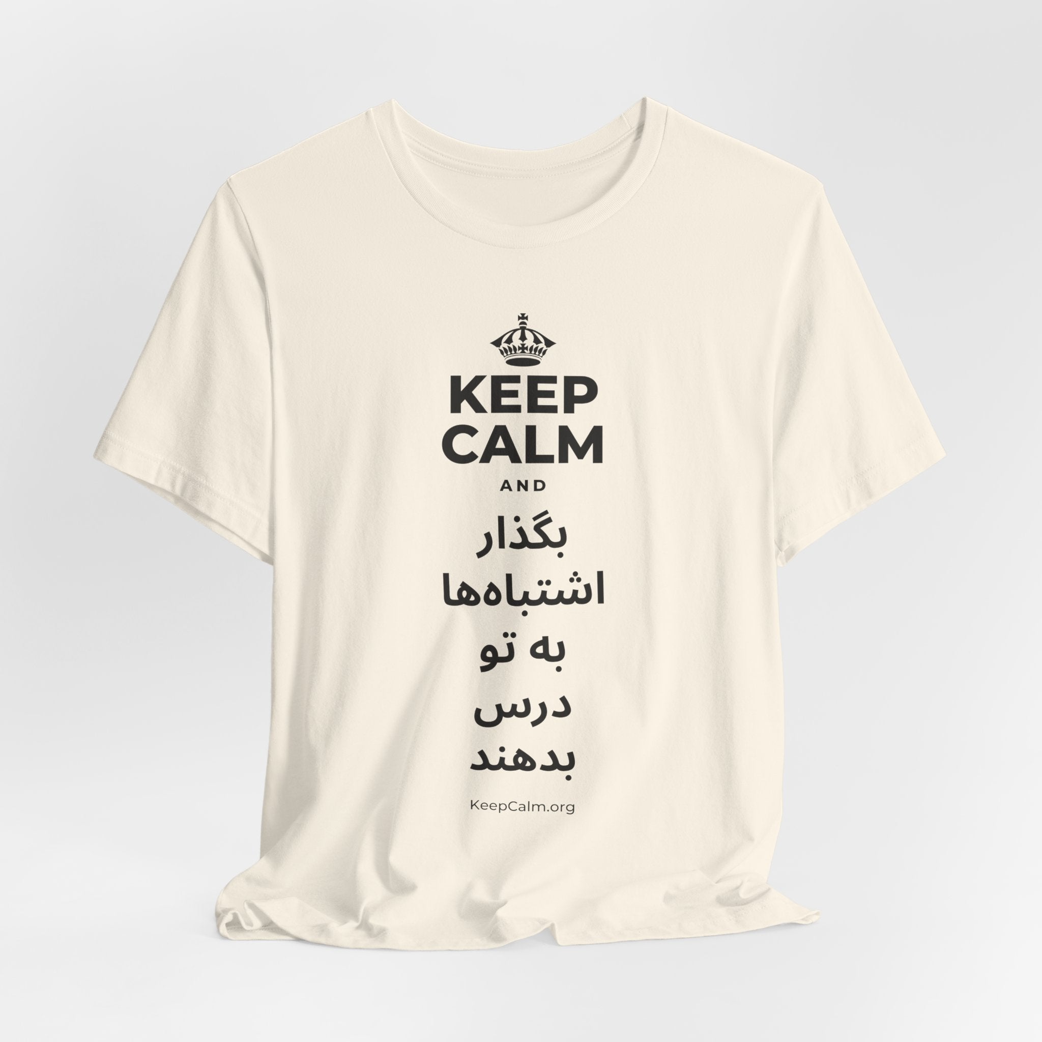 KEEP CALM AND بگذار اشتباه‌ها به تو درس بدهند T-Shirt (White–Asphalt)