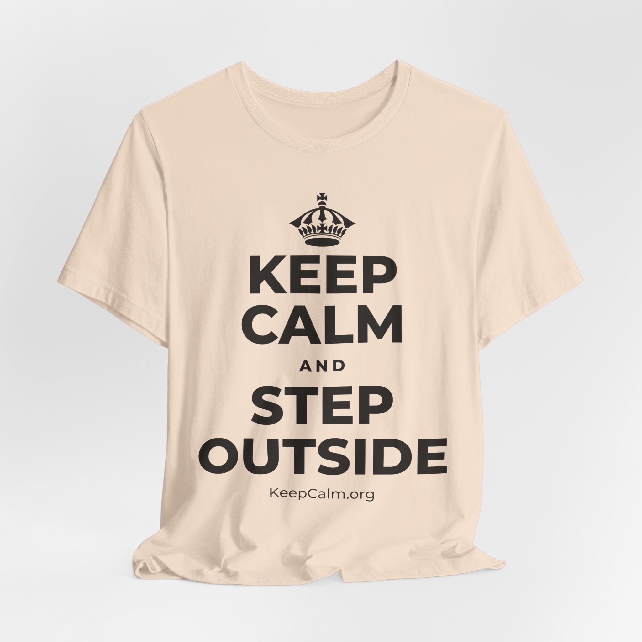 KEEP CALM AND STEP OUTSIDE T-Shirt (Soft Cream–Heather Mauve)