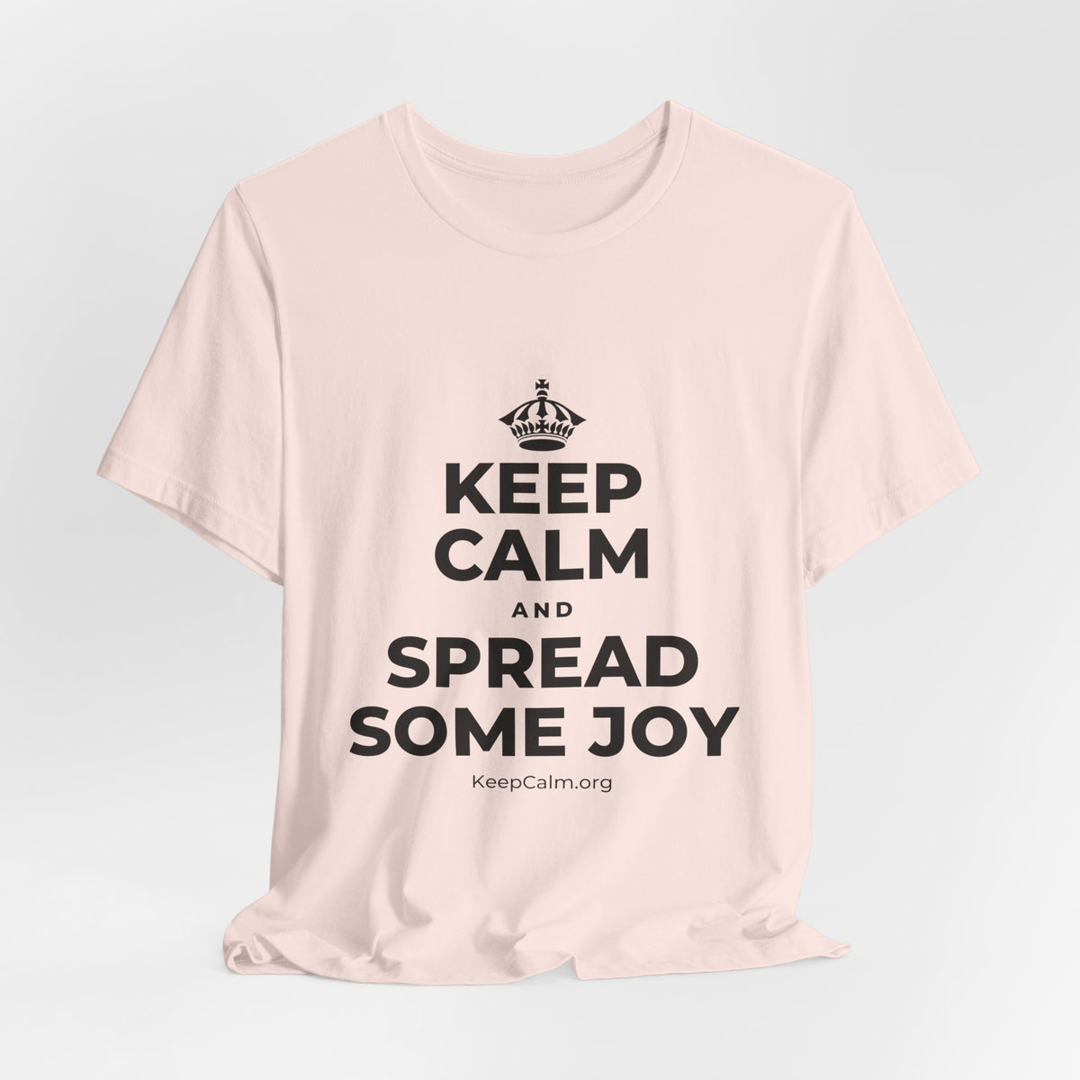 KEEP CALM AND SPREAD SOME JOY T-Shirt (Soft Cream–Heather Mauve)