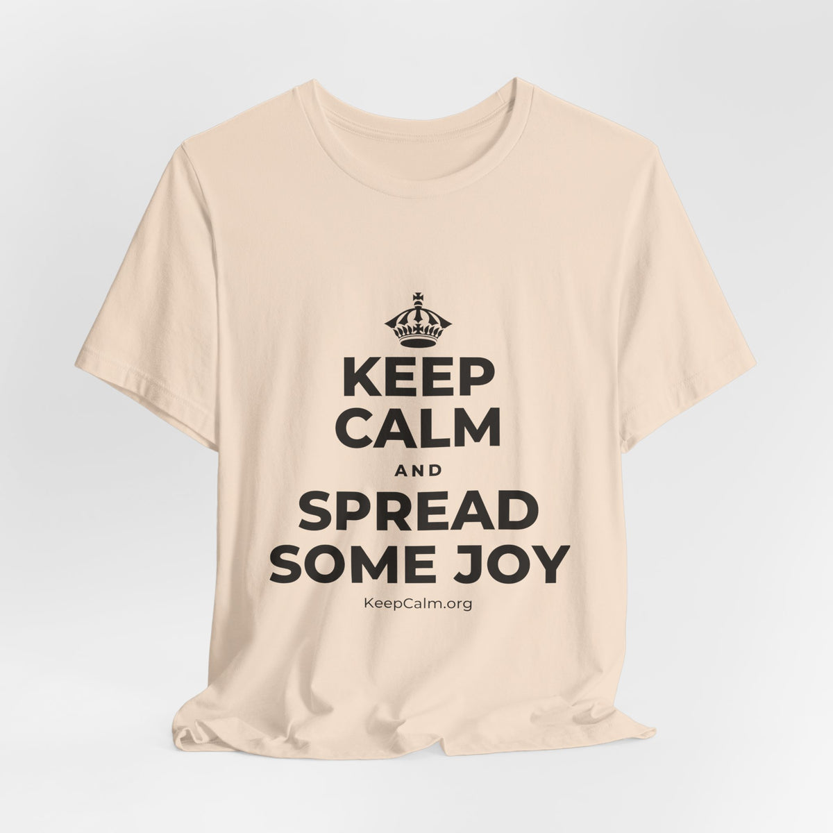 KEEP CALM AND SPREAD SOME JOY T-Shirt (Soft Cream–Heather Mauve)