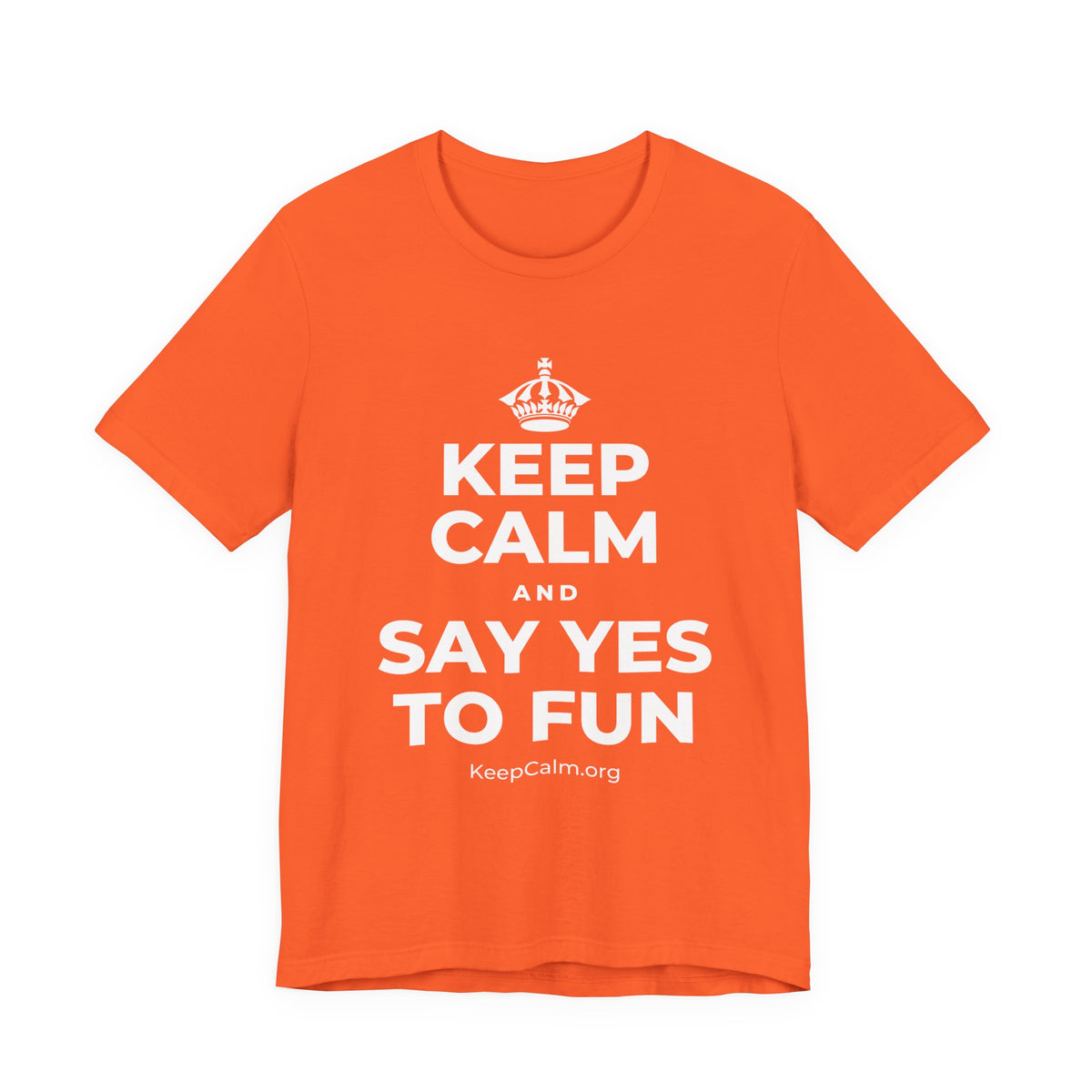 KEEP CALM AND SAY YES TO FUN T-Shirt (Baby Blue–Silver)