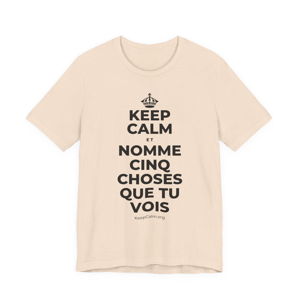 KEEP CALM ET NOMME CINQ CHOSES QUE TU VOIS T-Shirt (Soft Cream–Heather Mauve)