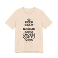 KEEP CALM ET NOMME CINQ CHOSES QUE TU VOIS T-Shirt (Soft Cream–Heather Mauve)