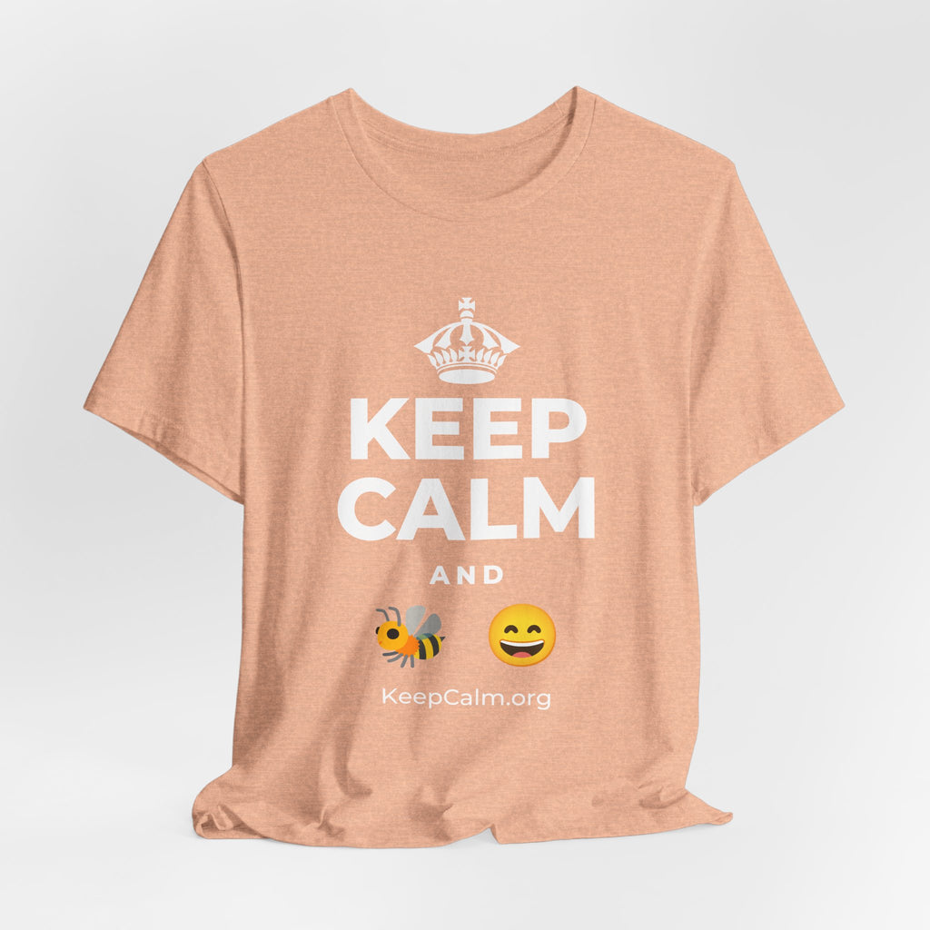 KEEP CALM AND 🐝 😄 T-Shirt (Soft Cream–Heather Mauve)