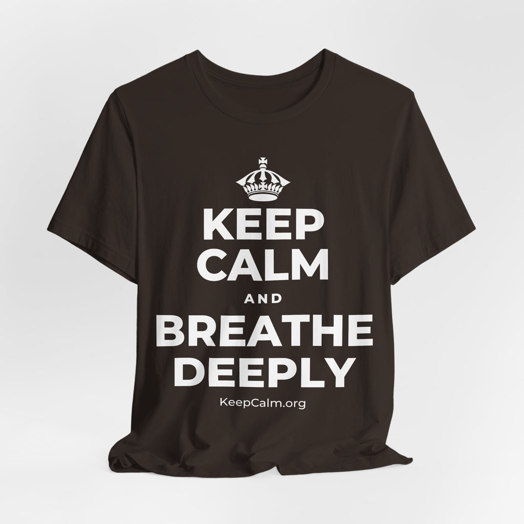 KEEP CALM AND BREATHE DEEPLY T-Shirt (Soft Cream–Heather Mauve)