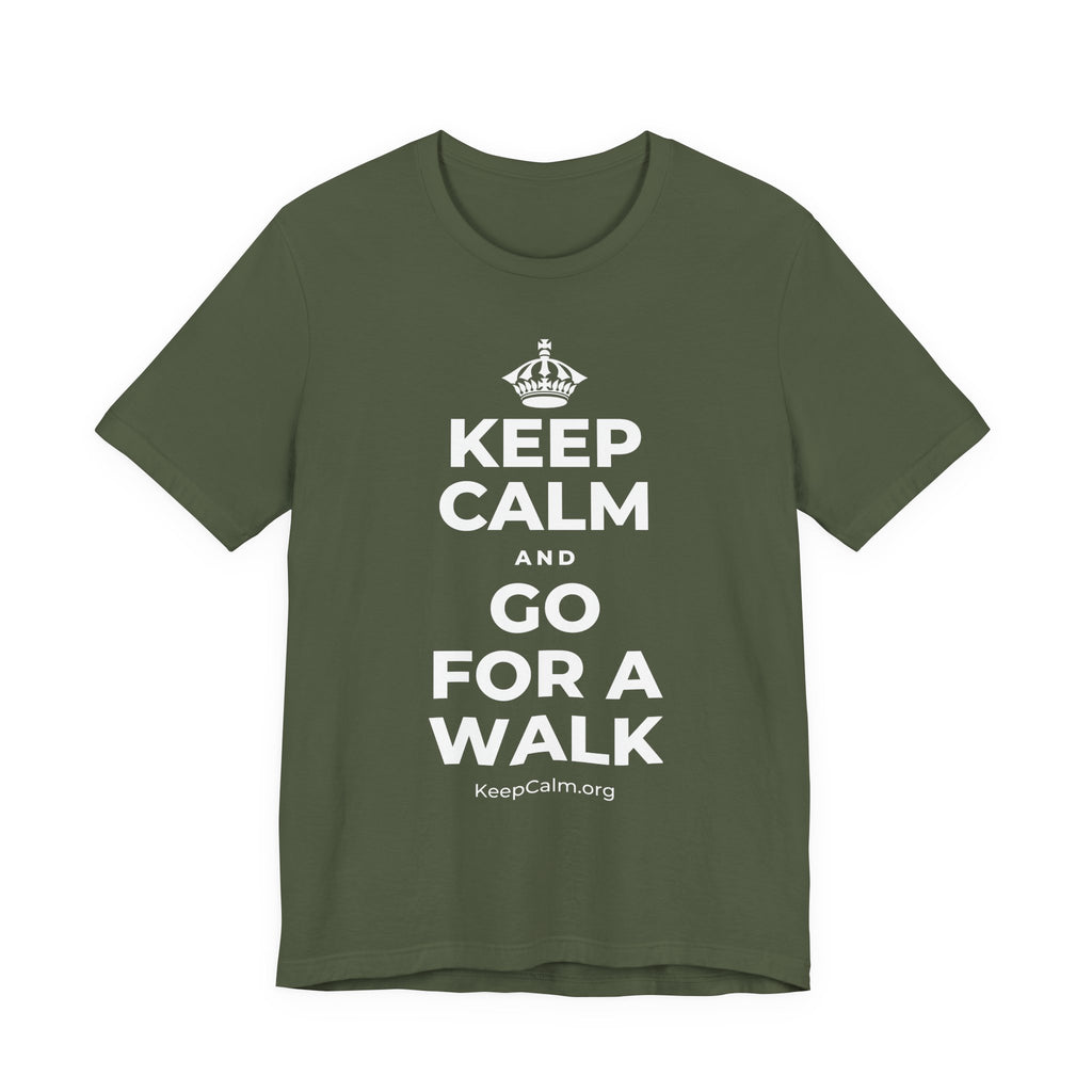 KEEP CALM AND GO FOR A WALK T-Shirt (Military Green–Autumn)