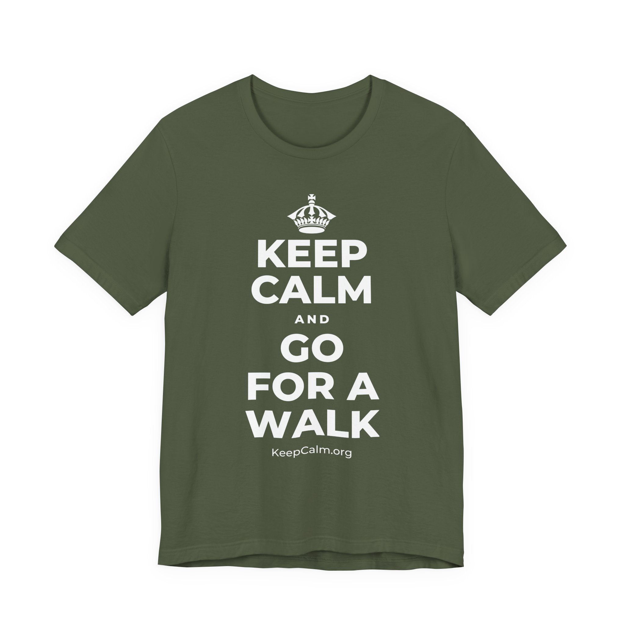 KEEP CALM AND GO FOR A WALK T-Shirt (Military Green–Autumn)