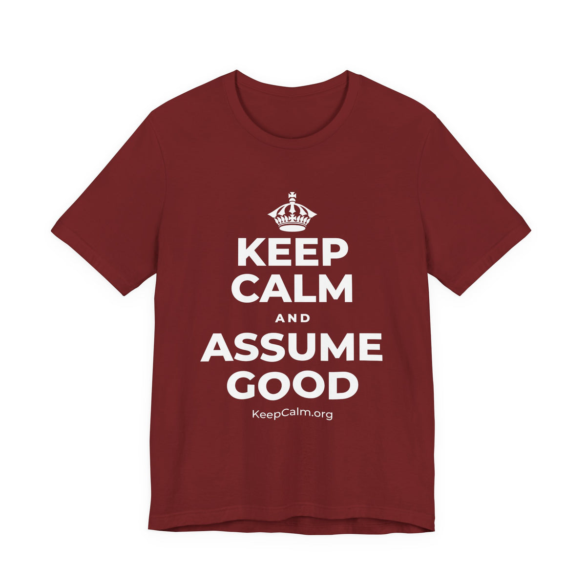 KEEP CALM AND ASSUME GOOD T-Shirt (Baby Blue–Silver)