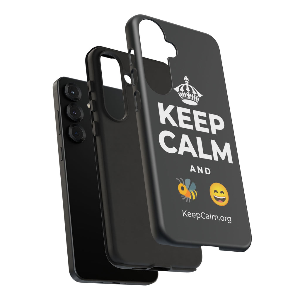 KEEP CALM AND 🐝 😄 Phone Case (Dark)