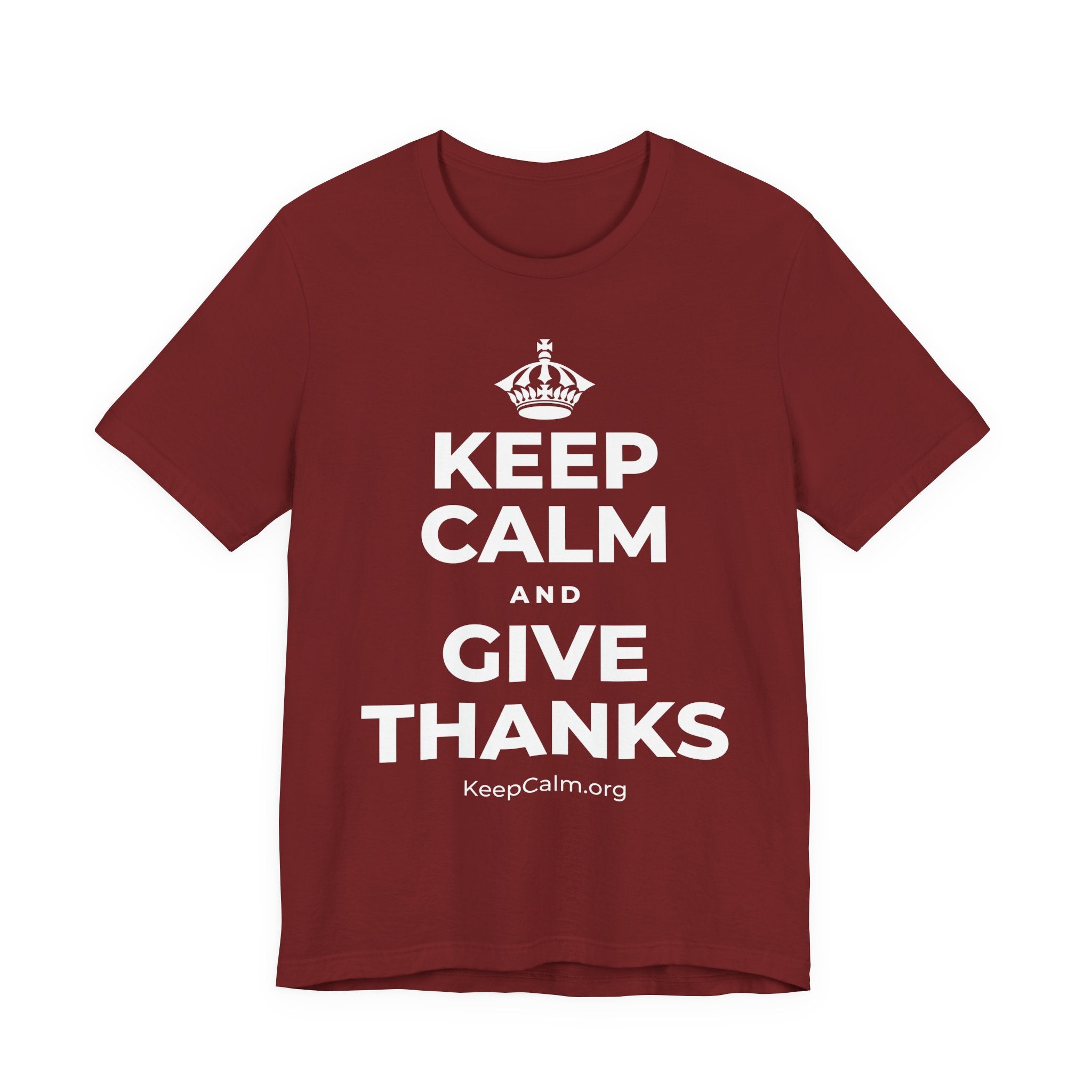 KEEP CALM AND GIVE THANKS T-Shirt (Baby Blue–Silver)