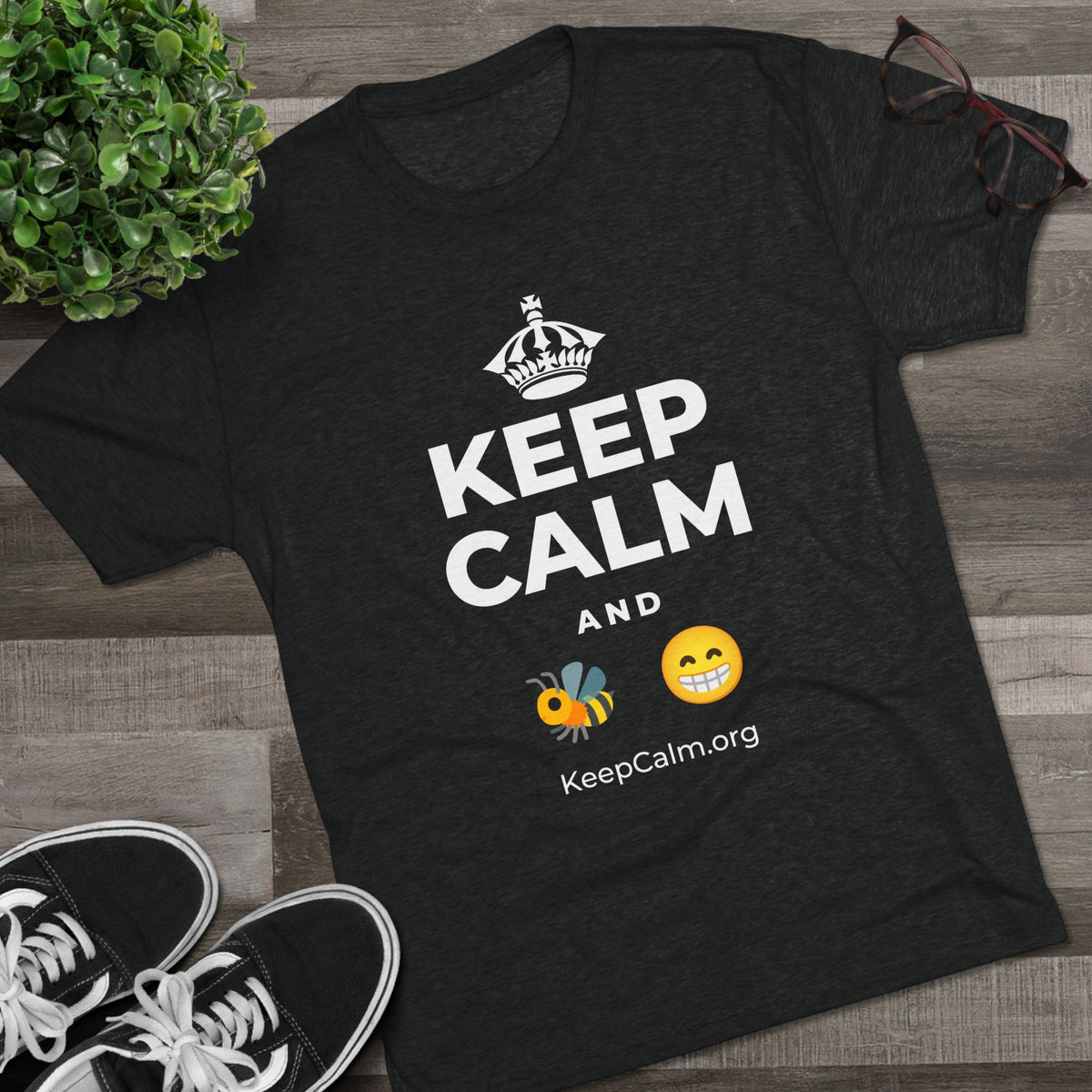 KEEP CALM AND BEE HAPPY Tri-Blend Tee