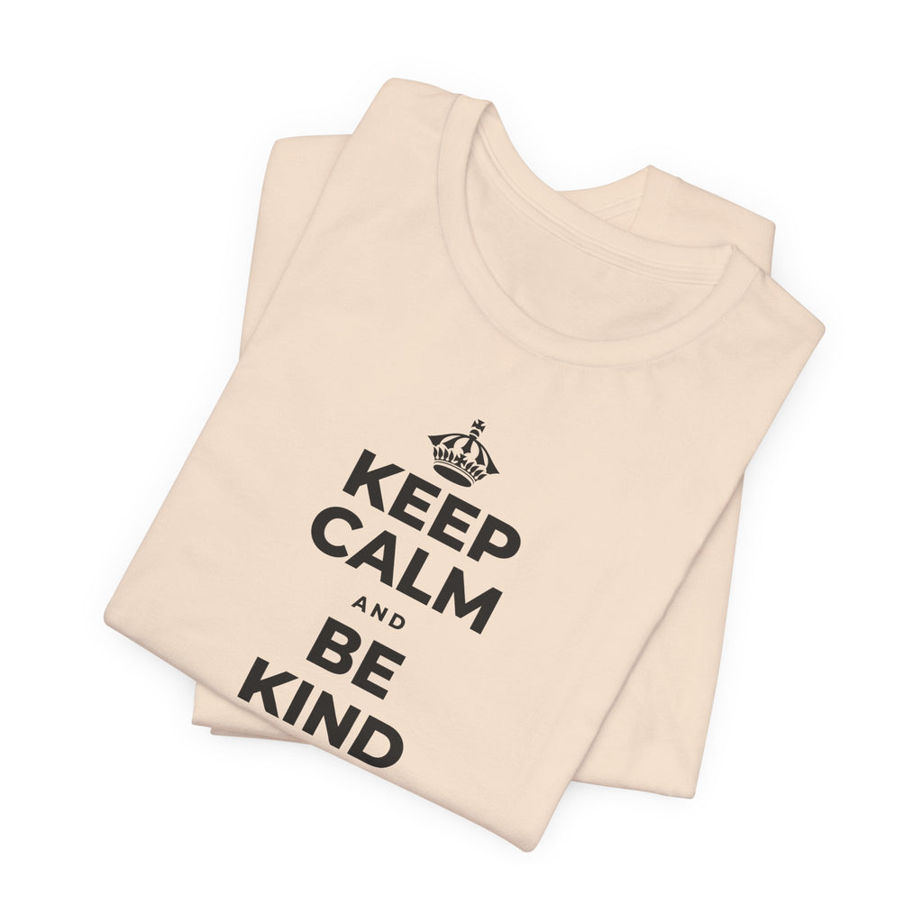 KEEP CALM AND BE KIND TO THE NEW KID T-Shirt (Soft Cream–Heather Mauve)
