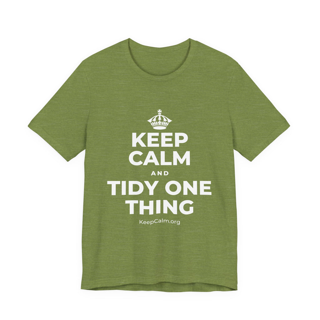 KEEP CALM AND TIDY ONE THING T-Shirt (Baby Blue–Silver)