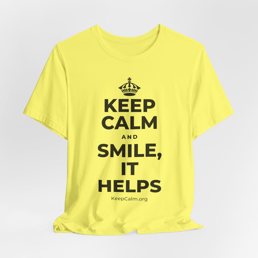 KEEP CALM AND SMILE, IT HELPS T-Shirt (Soft Cream–Heather Mauve)