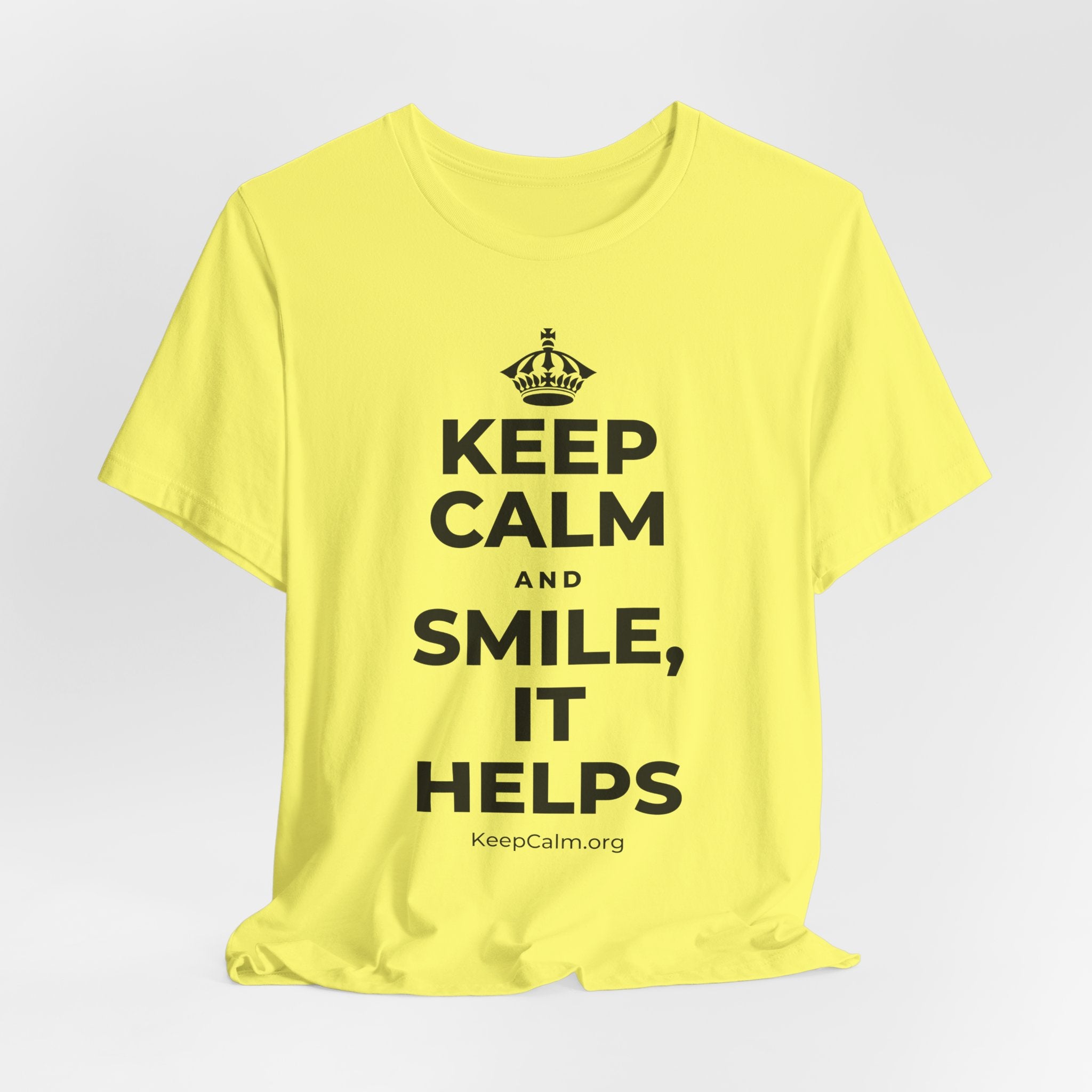 KEEP CALM AND SMILE, IT HELPS T-Shirt (Soft Cream–Heather Mauve)